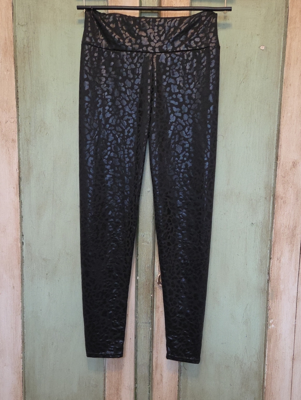 Black Leopard-Print High-Waist Leggings